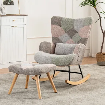 Scaun balansoar cu suport pentru picioare si perna lombara, design ergonomic, Colorat imagine