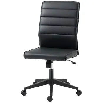 Scaun de birou ergonomic si ajustabil HOMCOM cu spatar curbat, din piele PU si otel, 58x53x97-107 cm, Negru | Aosom Romania imagine