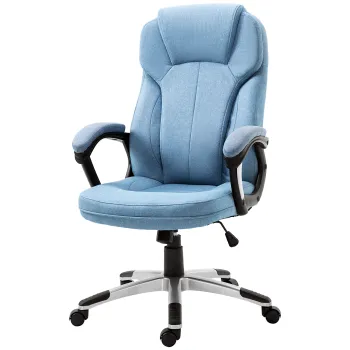 Scaun de Birou Ergonomic Vinsetto cu Functie de Balansare Reglabil in Inaltime, Spatar in Albastru Deschis din In | Aosom Romania imagine