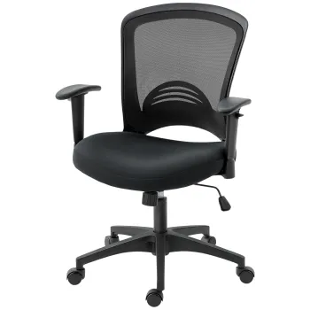 Scaun de Birou HOMCOM Respirabil si Reclinabil cu Inaltime Reglabila, Negru | Aosom Romania imagine