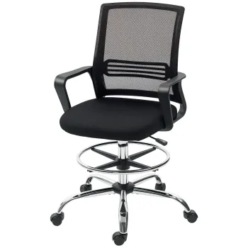 Scaun de birou HOMCOM, Scaun rotativ, Scaun de birou reglabil, cu role, Negru | Aosom Romania imagine