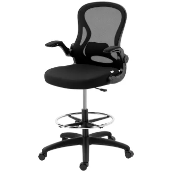 Scaun de birou reglabil in inaltime Vinsetto, cu suport pentru picioare, 59 cm x 65 cm x 122 cm, Negru | Aosom Romania imagine