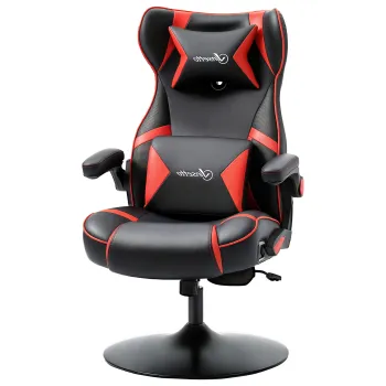 Scaun de gaming Vinsetto, scaun de gaming, difuzoare integrate, spatar inclinabil, negru+rosu, 69 x 73 x 118cm | Aosom Romania imagine