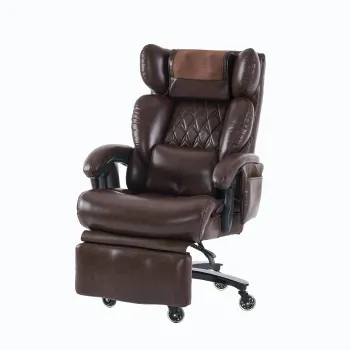 Scaun director cu functie de masaj si incalzire, scaun de birou ergonomic cu piele artificiala, 88 x 70 x 112,5 cm, Maro | Aosom Romania imagine