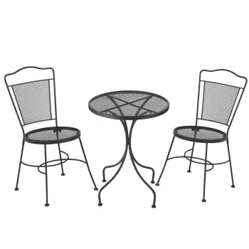 Set bistro Outsunny din 3 piese, set pliabil de terasa in aer liber cu scaune metalice si masa rotunda pentru curte, gradina langa piscina, negru imagine