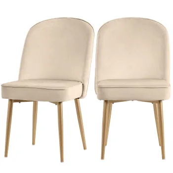 Set de 2 scaune de dining din catifea, Bej | Aosom Romania imagine