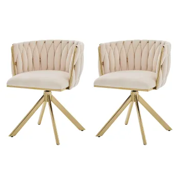 Set de 2 scaune pivotante din catifea, Fildes | Aosom Romania imagine