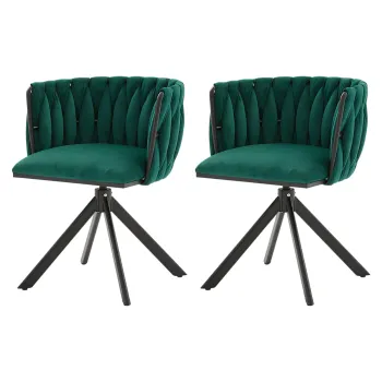 Set de 2 scaune pivotante din catifea, Smarald | Aosom Romania imagine
