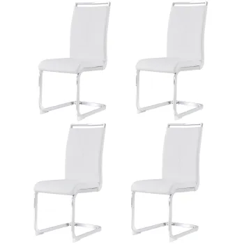 Set de 4 scaune de sufragerie cantilever, Alb | Aosom Romania imagine