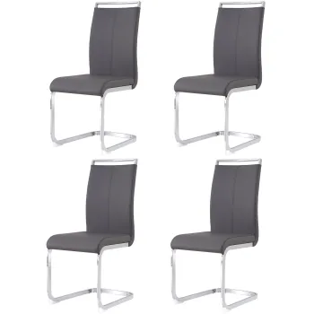 Set de 4 scaune de sufragerie cantilever, Gri | Aosom Romania imagine