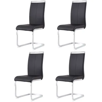 Set de 4 scaune de sufragerie cantilever, Negru | Aosom Romania imagine