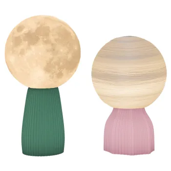 Set de lampi de birou HOMCOM in stil planetar, tricolor, USB, material plastic, Alb | Aosom Romania imagine