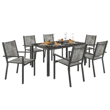 Set Exterior Outsunny: Masa WPC + 6 Scaune. | Aosom Romania imagine