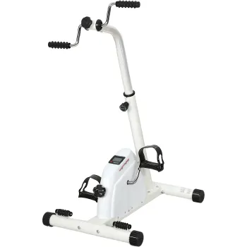 SPORTNOW Bicicleta pentru Brate si Picioare, Bicicleta pentru Recuperare cu Inaltime Reglabila, Afisaj LCD, Rezistenta Reglabila si Pedale cu Masaj, pentru Seniori, Alb | Aosom Romania imagine