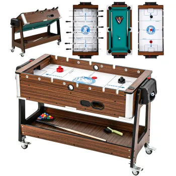 SPORTNOW Masa 3 in 1: Air Hockey, Biliard, Fotbal de masa, Roti blocabile, Polita | Aosom Romania imagine
