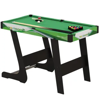 SPORTNOW Masa de biliard pliabila cu accesorii 2 tacuri, 16 bile, triunghi, creta, dim. 104L x 55,5l x 68H cm, taptis verde | Aosom Romania imagine