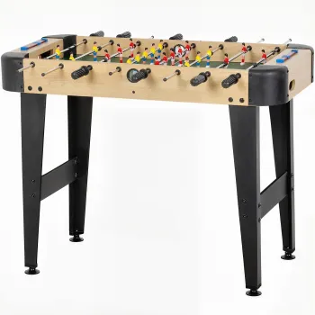 SPORTNOW Masa de fotbal de 92 cm cu 22 jucatori 2 mingi marcatoare manuale manere antiderapante lemn natural | Aosom Romania imagine