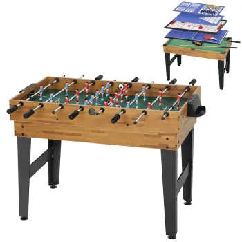SPORTNOW Masa de Jocuri 13 in 1 cu Fotbal de Masa, Ping Pong, Air Hockey, Biliard, Sah si Altele, Culoare Nuc | Aosom Romania imagine
