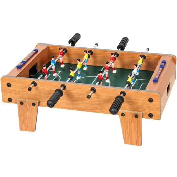 SPORTNOW Mini Babyfoot Masa de Baby-foot cu Panouri de Scor si 2 Bile 50,6x50,5x18cm Finisaj Lemn Natural | Aosom Romania imagine