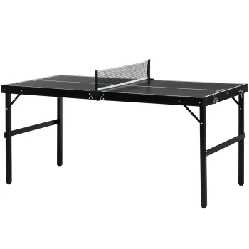 SPORTNOW Mini masa de ping-pong pliabila masa de ping-pong pentru interior cu fileu, mingi, maner, 152 x 76 x 72 cm negru | Aosom Romania imagine