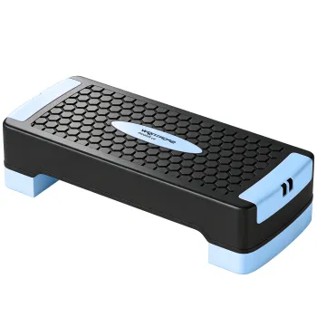 SPORTNOW Placa de step reglabila pe inaltime Fitness Aerobic Stepper cu 2 trepte (11/16 cm) 2 benzi de rezistenta, covoras anti-alunecare Albastru | Aosom Romania imagine