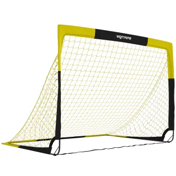 SPORTNOW Poarta de fotbal Pop-up portabila si pliabila cu 4 tarusi si husa de transport, fara montaj, 150x110x110cm, galben | Aosom Romania imagine