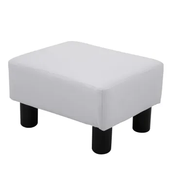 Taburet dreptunghiular HOMCOM captusit si imbracat in piele artificiala alba imagine