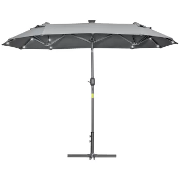 Umbrela de terasa Outsunny cu doua fete si baza in cruce, buton de inclinare, manivela | Aosom RO imagine