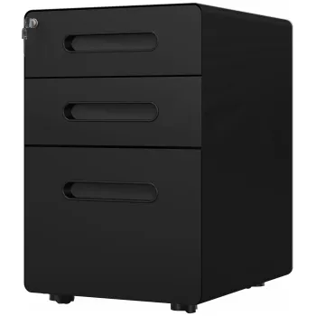 Vinsetto Caisson de birou mobil cu cheie si 3 sertare pentru format A4, scrisoare, legal, 39 x 48 x 59 cm, negru | Aosom Romania imagine