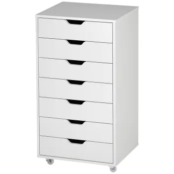 Vinsetto Caisson de bureau cu roti mobilier depozitare birou cu 7 sertare organizator pentru documente, format A4 sau scrisori | Aosom Romania imagine