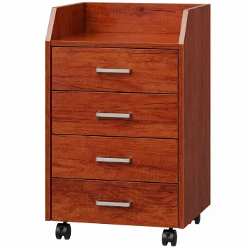 Vinsetto Comoda de birou pe roti Comoda de birou cu 4 sertare Archivator mobil pentru studiu 40x36x65 cm Maro | Aosom Romania imagine