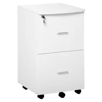 Vinsetto Dulap mobil pentru dosare cu 2 sertare, cu blocare, dulap de birou din lemn cu roti de blocare pentru A4 | AOSOM RO imagine
