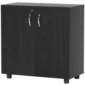 Vinsetto Dulap pentru Documente, cu Incuietoare, 2 Usi si Raft Interior, 80x40x80 cm, Negru | Aosom Romania imagine