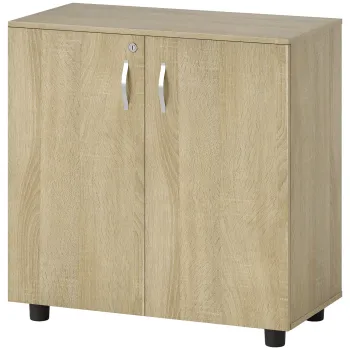 Vinsetto Dulap pentru documente cu incuietoare, 2 usi si raft intern, 80x40x80 cm, culoare stejar | Aosom Romania imagine