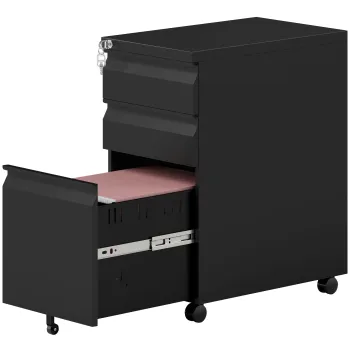 Vinsetto dulap pentru dosare din metal, dulap de birou, 3 sertare, mobil, Negru | Aosom Romania imagine