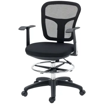 Vinsetto Fauteuil de birou scaun din plasa scaun de birou cu sezut inalt reglabil cu suport de picioare rotativ la 360 ? | Aosom Romania imagine