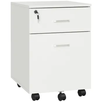 Vinsetto Fiset Birou cu 2 Sertare cu 5 Roti, Dulapior de Birou din PAL cu Incuietoare, 40x49x58 cm, culoare Lemn imagine