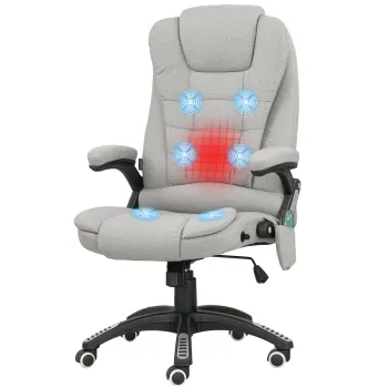 Vinsetto Fotoliu de birou cu functie de masaj si incalzire, scaun de birou cu inaltime reglabila, spatar inclinabil si telecomanda gri | Aosom Romania imagine