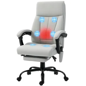 Vinsetto Fotoliu de birou cu functie de masaj si incalzire, suport pentru picioare, pana la 120 kg, Gri | Aosom Romania imagine