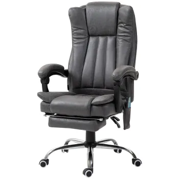 Vinsetto Fotoliu de birou cu functie de masaj si incalzire, suport pentru picioare, reglabil, pana la 120kg, Gri | Aosom Romania imagine