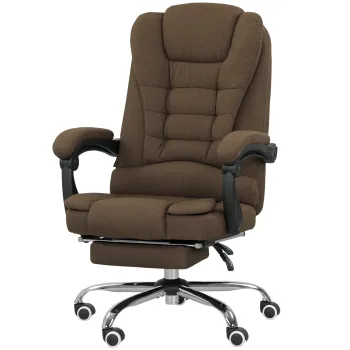 Vinsetto Fotoliu de birou cu inaltime reglabila, spatar inklinabil, suport pentru picioare si brate captusite, maro | Aosom Romania imagine