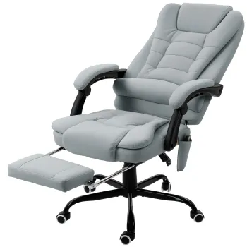 Vinsetto Fotoliu de birou cu masaj, scaun de birou cu inaltime reglabila, spatar inclinat si telecomanda cu fir, gri | Aosom Romania imagine