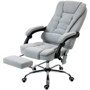 Vinsetto Fotoliu de birou cu masaj si incalzire, scaun de birou, inaltime reglabila, spatar inclinabil, 65x70x111-119cm, gri | Aosom Romania imagine