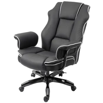 Vinsetto Fotoliu de Birou din Piele ecologica Neagra cu Inaltime Ajustabila, Spatar Rabatabil, Rotativ, 66.5x55x123-129cm imagine
