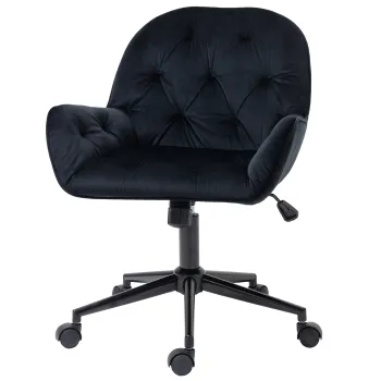 Vinsetto Fotoliu de birou, fauteuil de birou in catifea, scaun pivotant la 360?, reglabil in inaltime, 60 x 61 x 81-91 cm, negru | Aosom Romania imagine