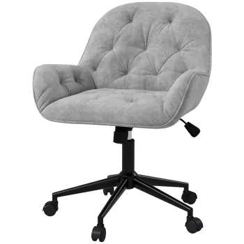 Vinsetto Fotoliu de birou, fotoliu de birou din catifea cu scaun pivotant la 360? reglabil in inaltime, 60 x 61 x 81-91 cm, gri deschis | Aosom Romania imagine