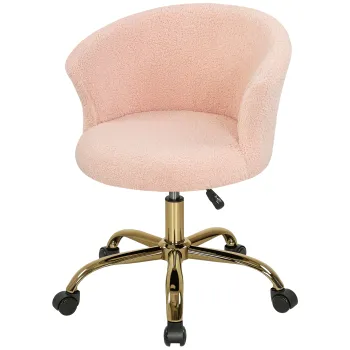 Vinsetto Fotoliu de birou, fotoliu ergonomic reglabil in inaltime, sezut rotativ, picior din otel, roz | Aosom Romania imagine