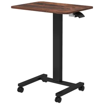 Vinsetto Masa in Picioare Masa in Picioare, Masuta pentru Laptop, ajustabila in inaltime, 4 role, 65 cm x 48 cm x 108 cm, Maro Rustic | Aosom Romania imagine