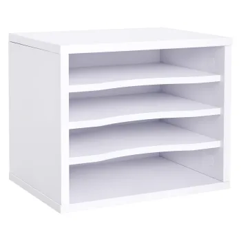 Vinsetto Organizator birou lemn alb cu 4 niveluri suport imprimanta dim. 35,5L x 25l x 28,6H cm | Aosom Romania imagine