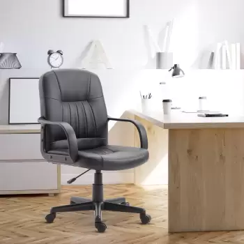 Vinsetto scaun birou, cu roti, captusit, 60x60x90-99cm, negru | AOSOM RO imagine